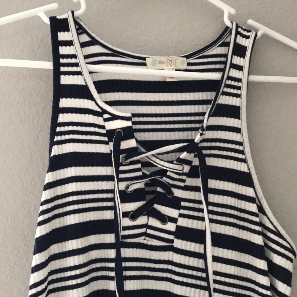 Striped dress with lace up
